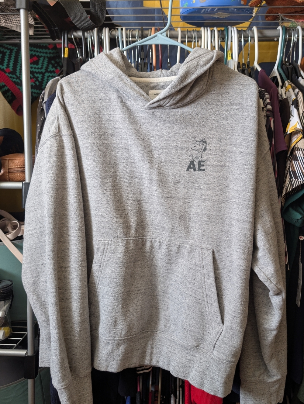 American Eagle Outfitters Men's Gray Hoodie Sweatshirt